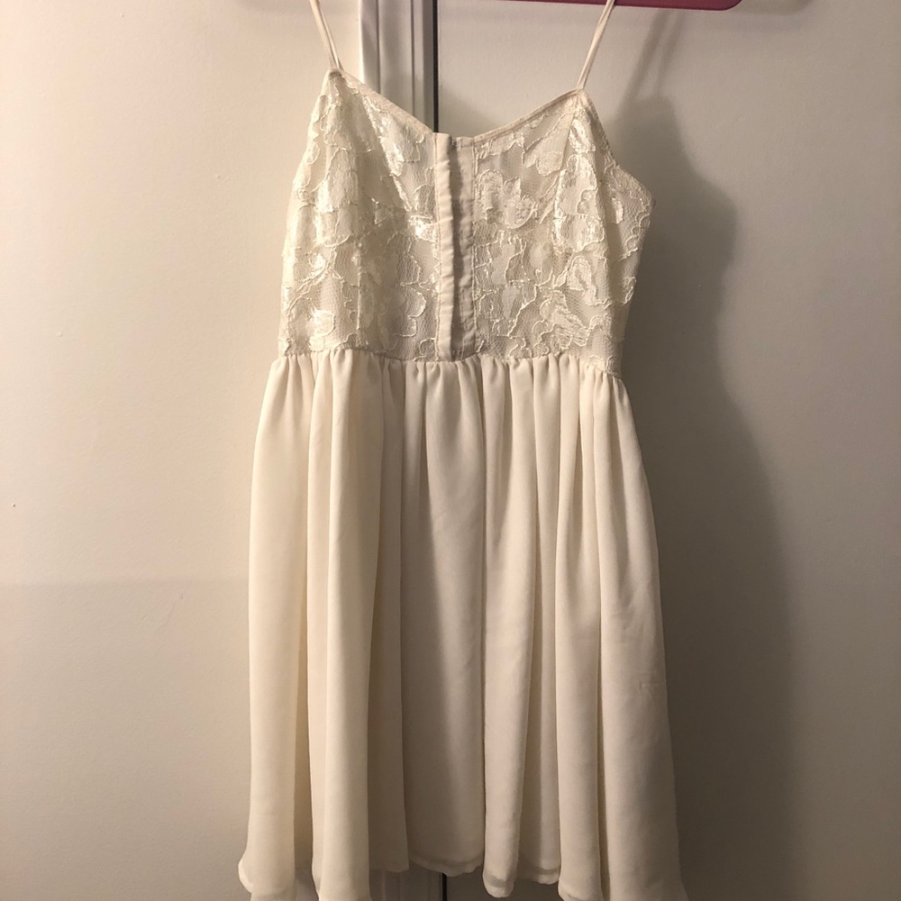 Ivory dress with lace detail